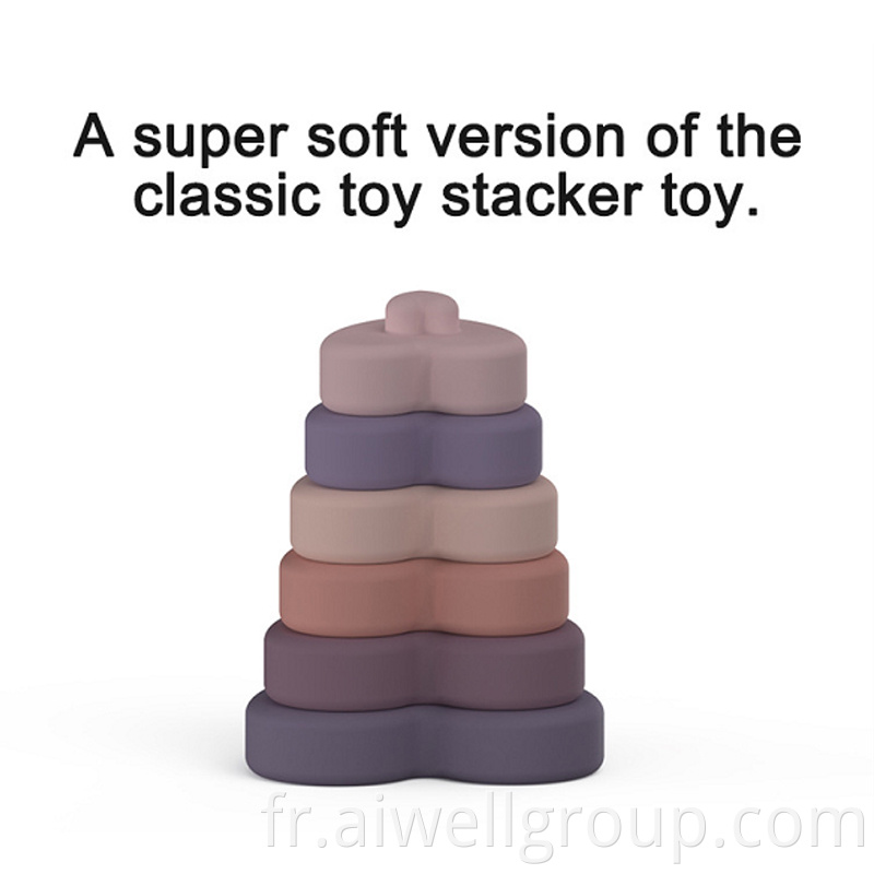 soft baby silicone toy building stacker